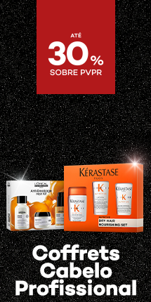 Coffrets de Cabelo Profissional com destaque promocional de até 30% sobre preço de Venda ao Público Recomendado